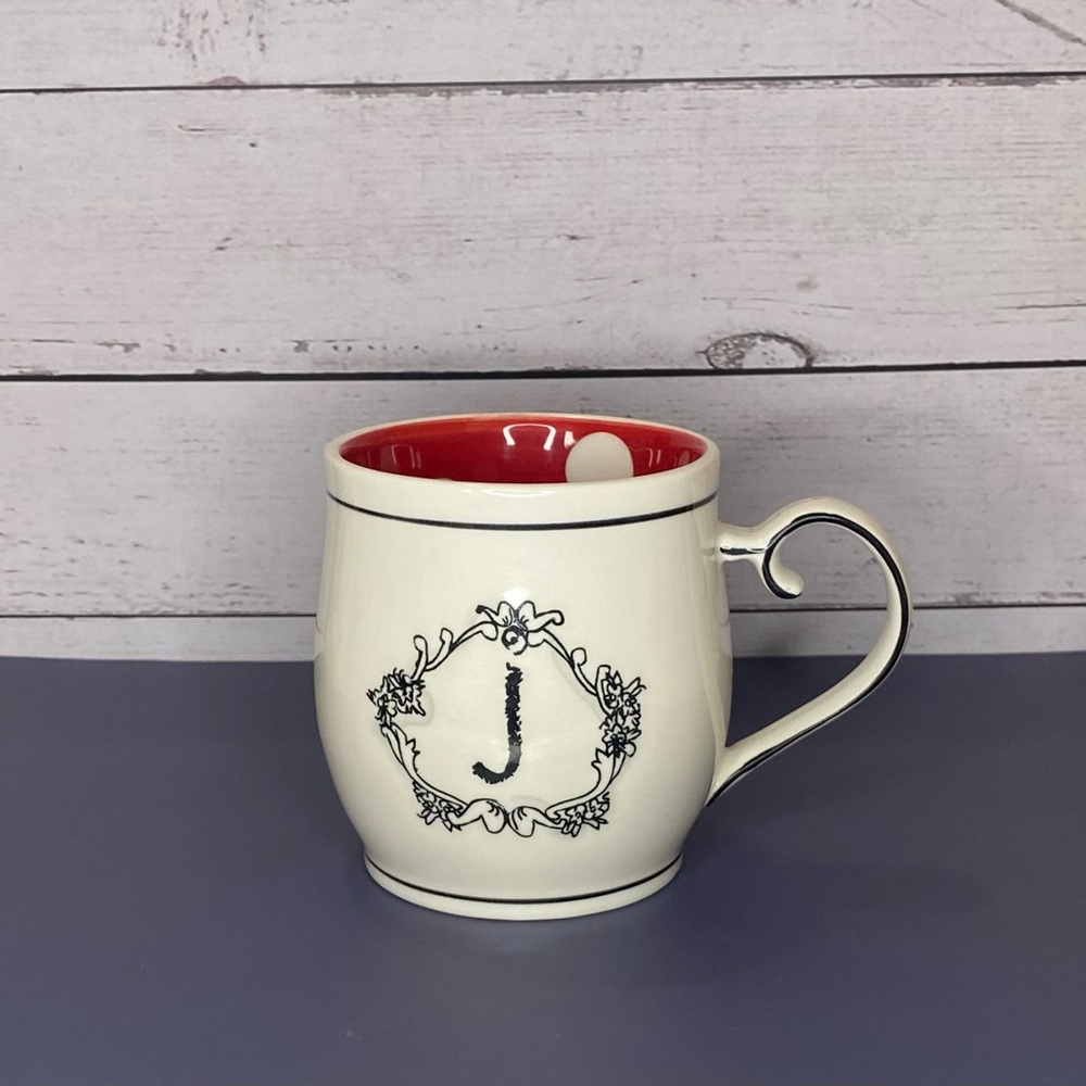Home Essentials Katie & Mandy “J” Ceramic Coffee Mug from Macy’s, 14oz